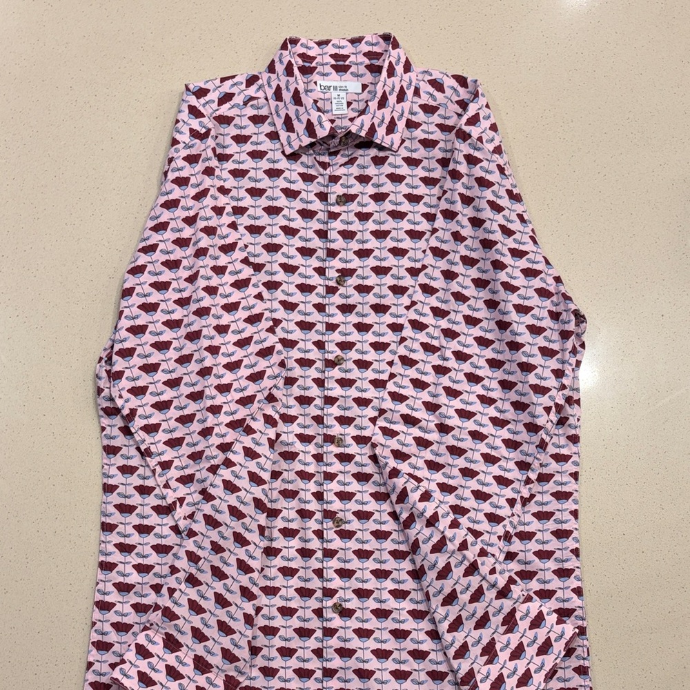 Bar III Pink and Red Patterned Men's Shirt